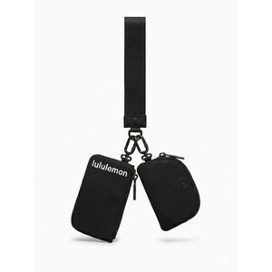 Lululemon Dual Pouch Wristlet Unisex OS Black Excellent Zippered Keychain Bag